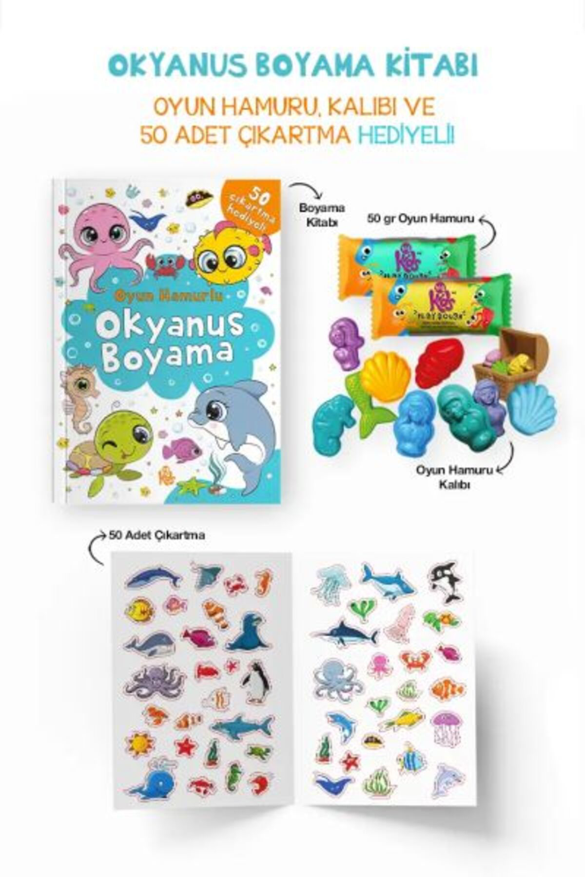 Karatay Yayınları Okyanus Boyama Kitabı Oyun Hamurlu 3 Yaş