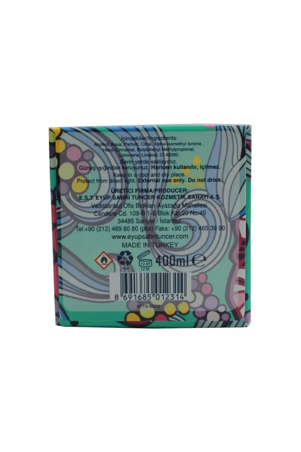 Okyanus Kolonyası Silindir Pet Şişe 400ml