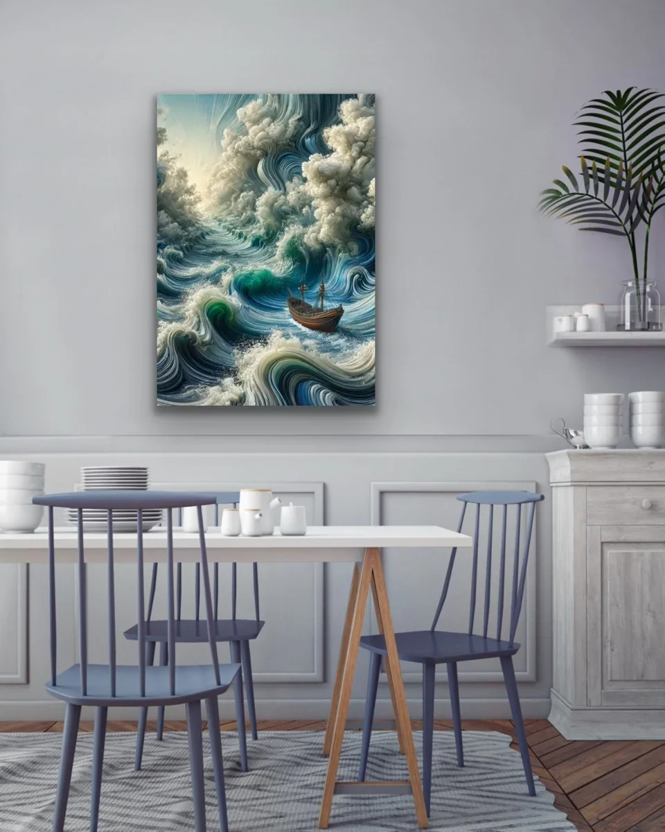 Okyanustaki Yalnız Gemi Kanvas Tablo 70x100cm - Duvar Sanatı