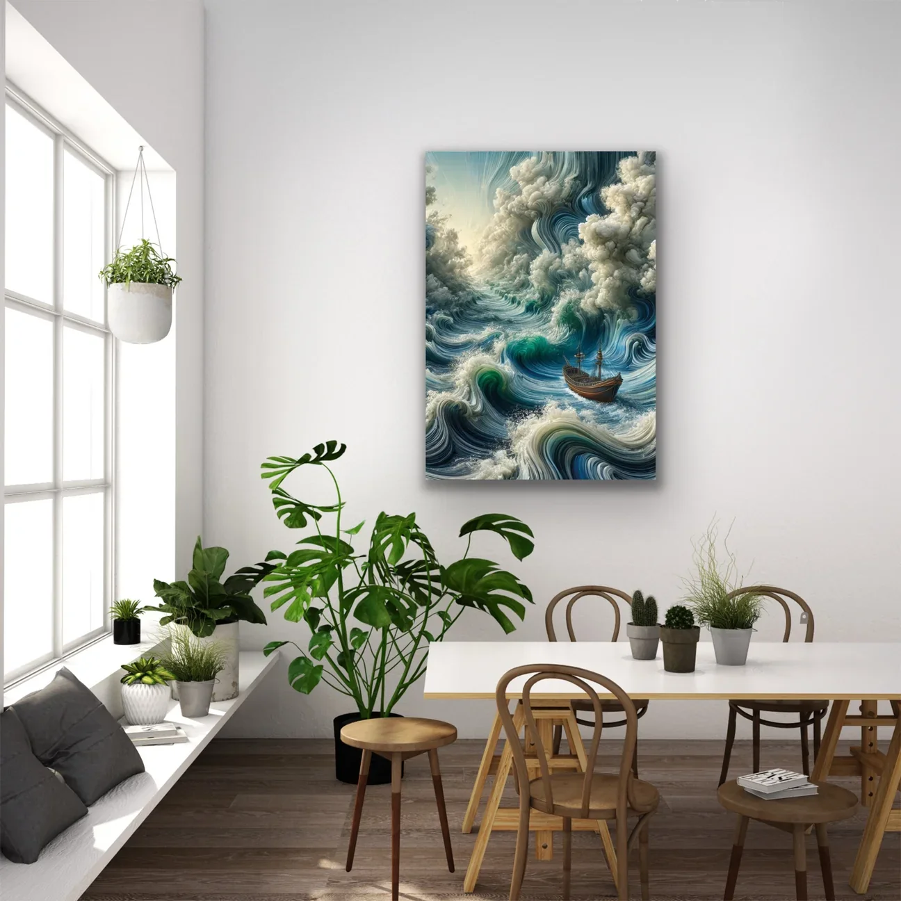 Okyanustaki Yalnız Gemi Kanvas Tablo 70x100cm - Duvar Sanatı