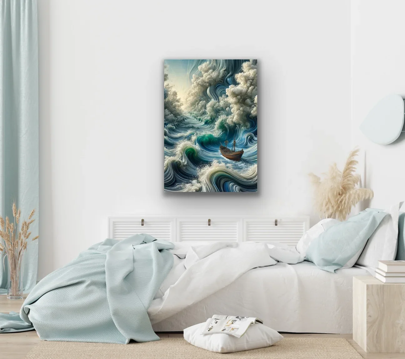 Okyanustaki Yalnız Gemi Kanvas Tablo 70x100cm - Duvar Sanatı