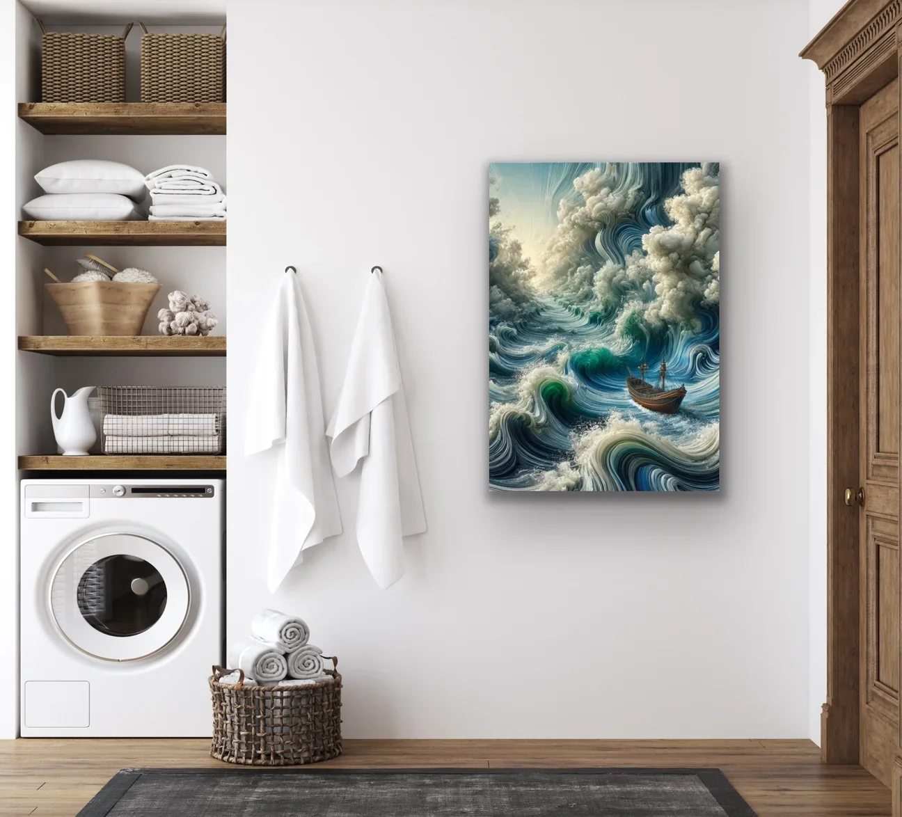 Okyanustaki Yalnız Gemi Kanvas Tablo 70x100cm - Duvar Sanatı