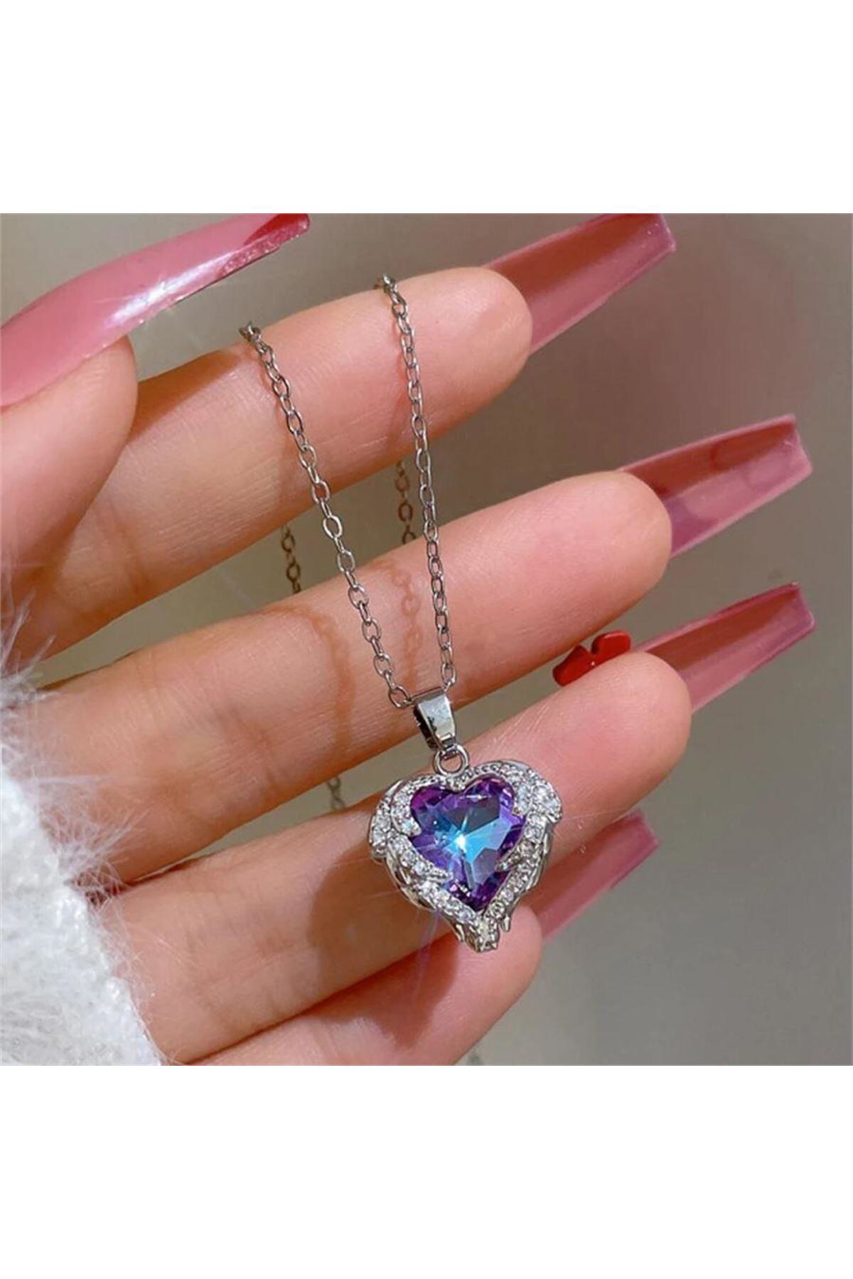 Okyanusun Kalbi Silver Zincirli Kolye