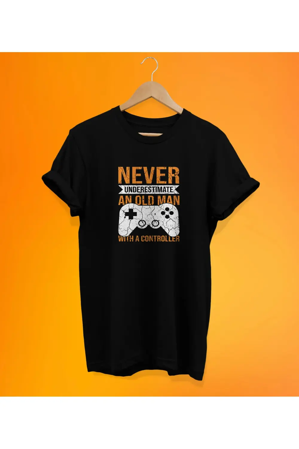 Old Player Baskılı Siyah, %100 Pamuk, Oversize, Büyük Beden T-Shi