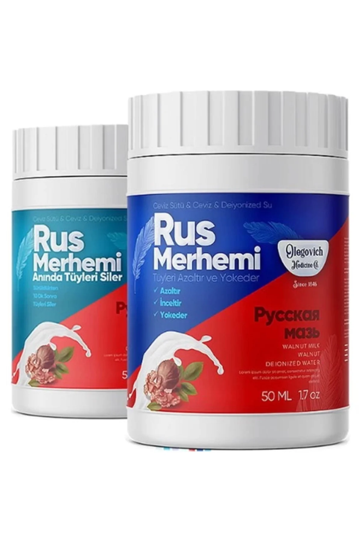 Olegovich Rus Merhemi 50 Ml 2'Li Set – Etkili Tüy Dökücü ve Tüy Azaltıcı