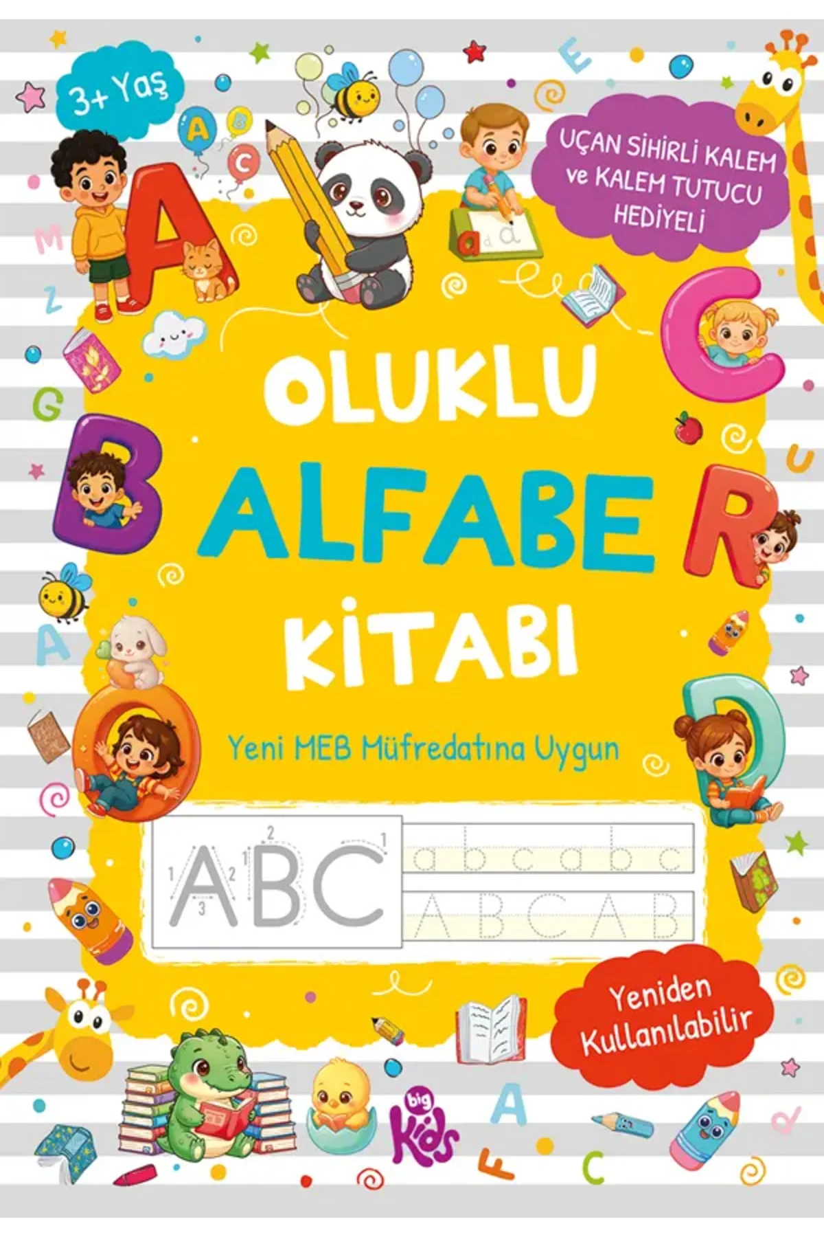 Oluklu Alfabe Kitabı / Uçan Sihirli Kalem ve Kalem Tutucu Hediyeli / 3+