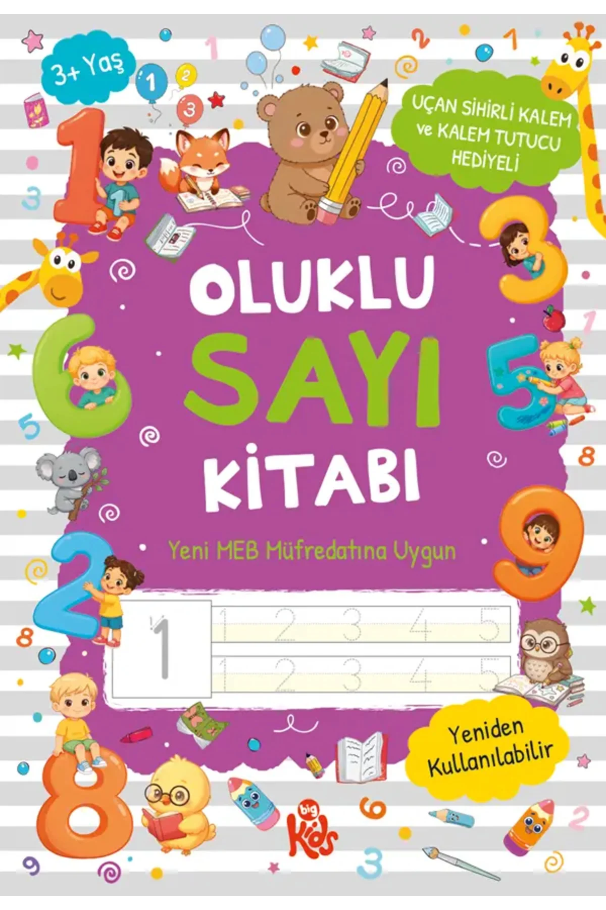 Oluklu Sayı Kitabı / Uçan Sihirli Kalem ve Kalem Tutucu Hediyeli / 3+ Oluklu Sayı Kitabı / Uçan Sihirli Kalem ve Kalem Tutucu Hediyeli / 3+