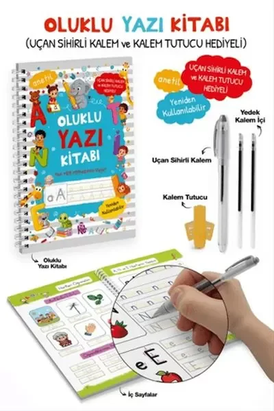 Oluklu Yazı Kitabı (anetil) / Uçan Sihirli Kalem ve Kalem Tutucu 