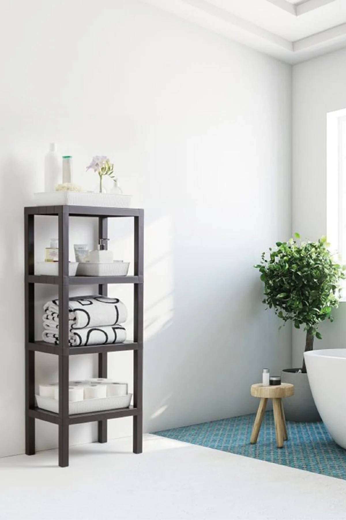 Ombeg 4 Katlı Modüler Raf Banyo Düzenleyici Mutfak Balkon Salon B