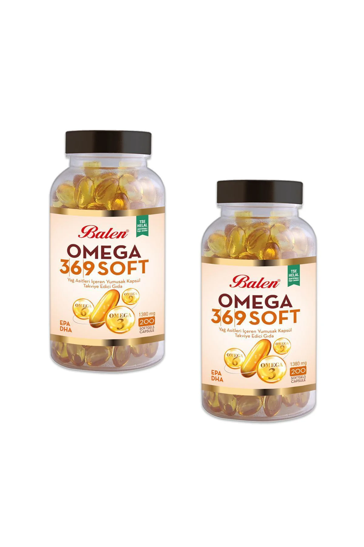 Omega 3-6-9 Soft Yağ Asitleri İçeren 1380 mg 200 Yumuşak Kapsül 2 Adet