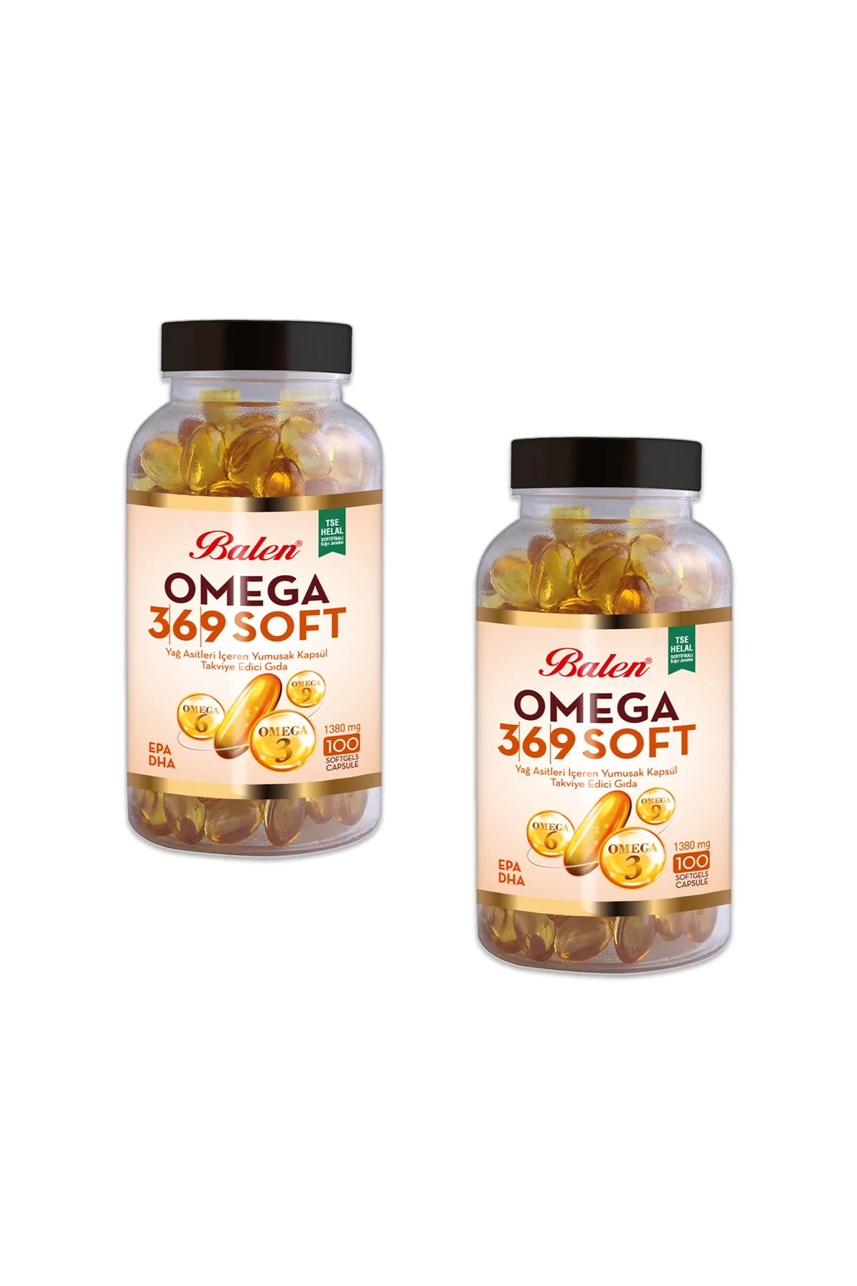 Omega 3-6-9 Soft Yağ Asitleri İçeren 1380 mg 100 Yumuşak Kapsül x 2 Adet