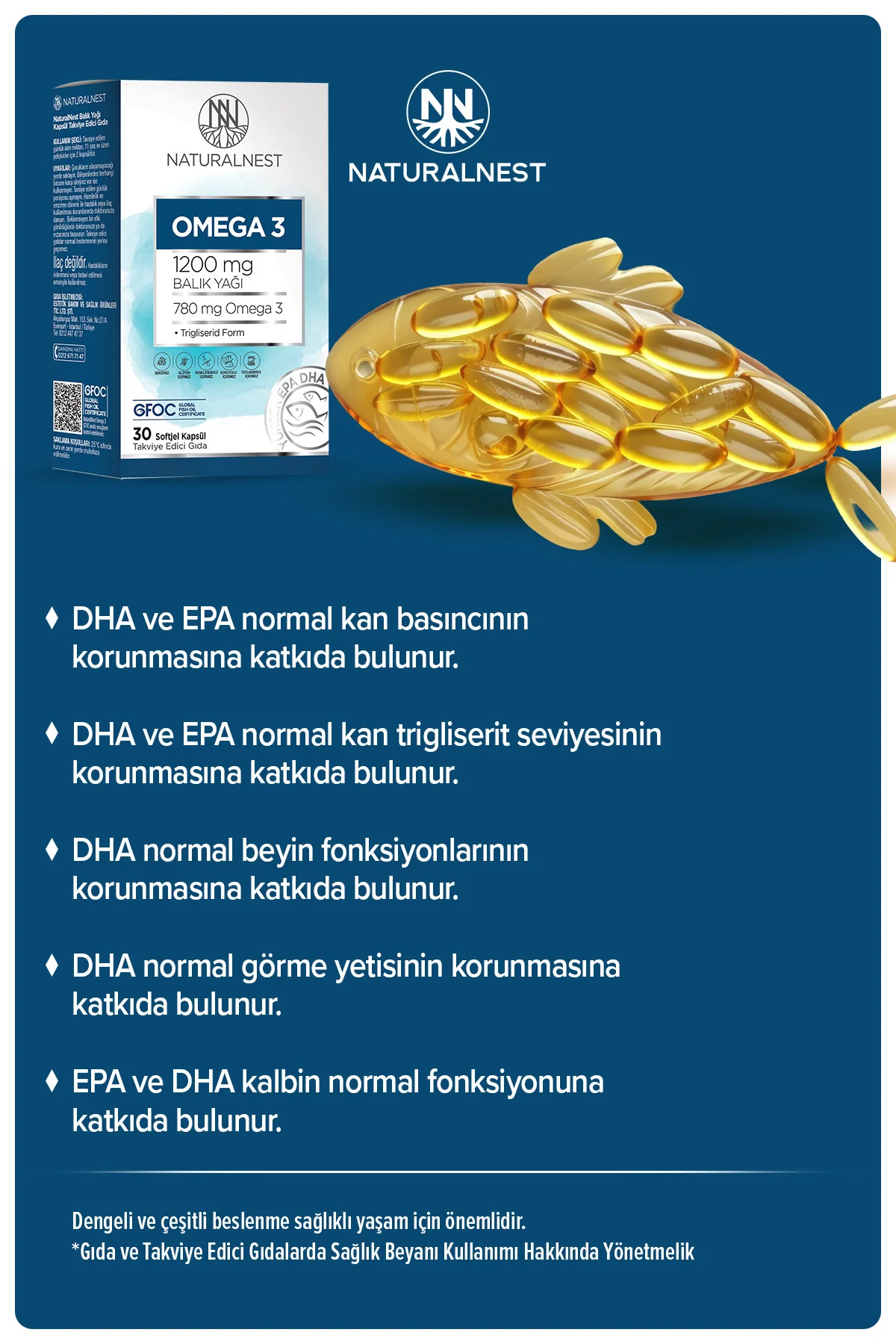 Omega 3 780 mg- 380 mg EPA- 260 mg DHA 30 Kapsül