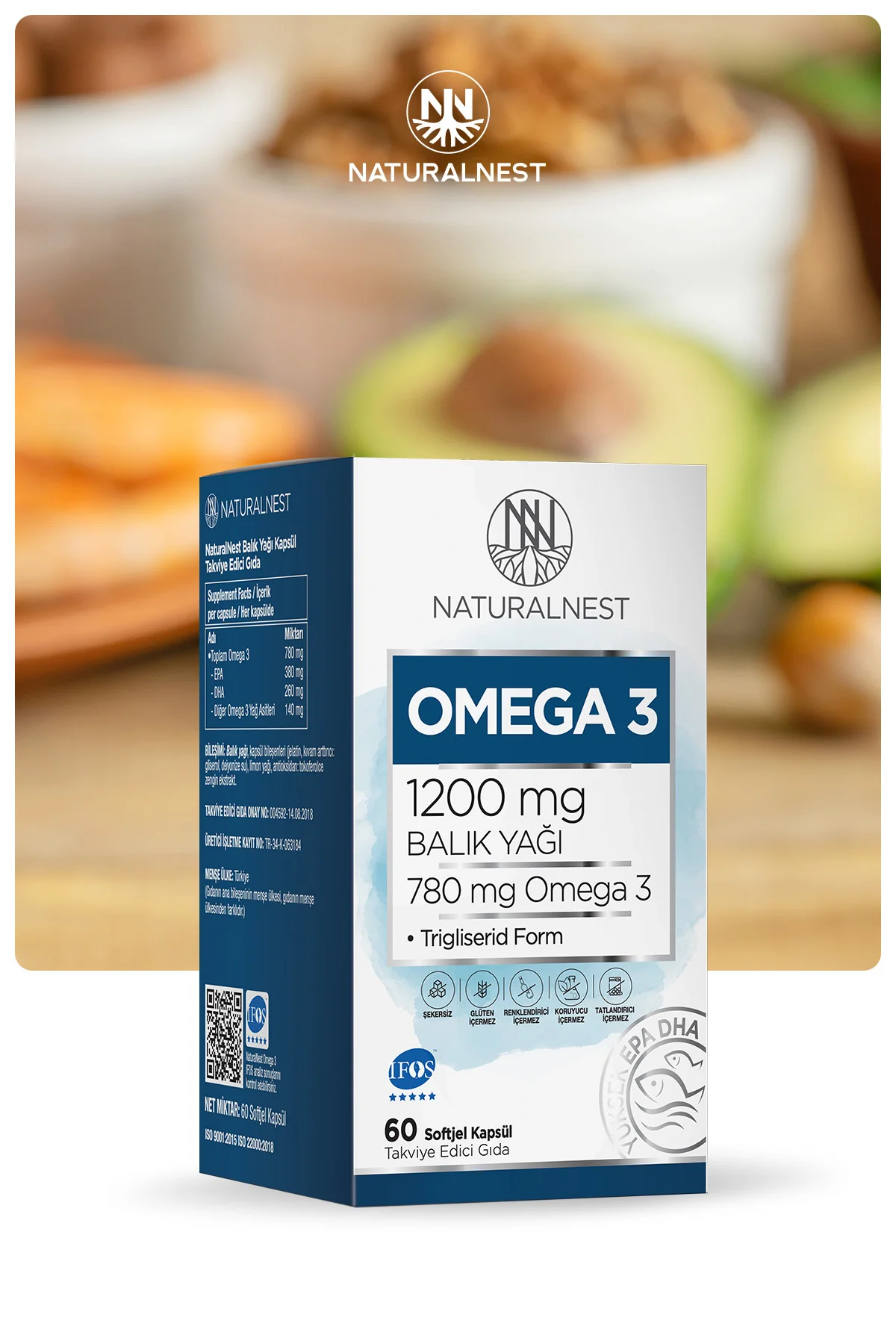 Omega 3 780 mg - 380 mg EPA - 260 DHA 60 Kapsül