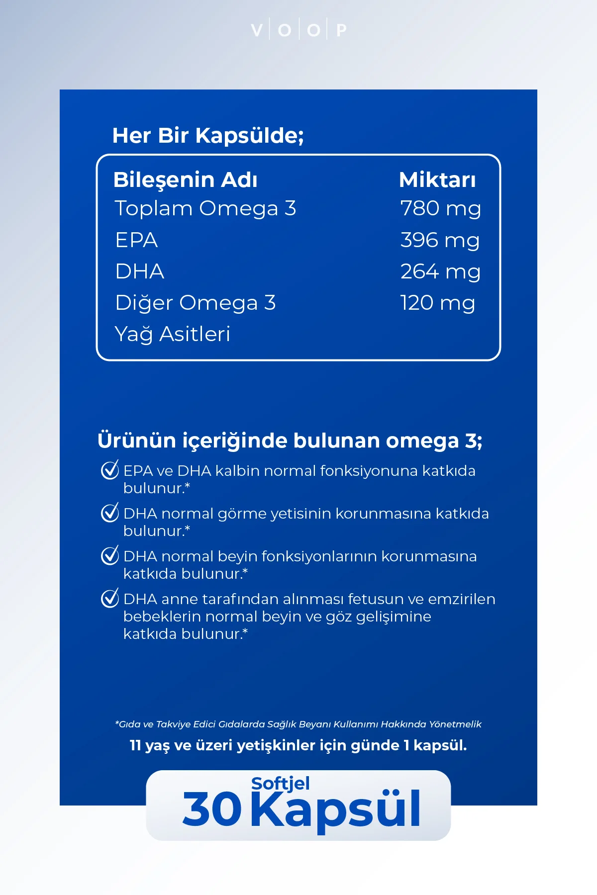 Omega 3 Balık Yağı 1200 Mg 30 Kapsül