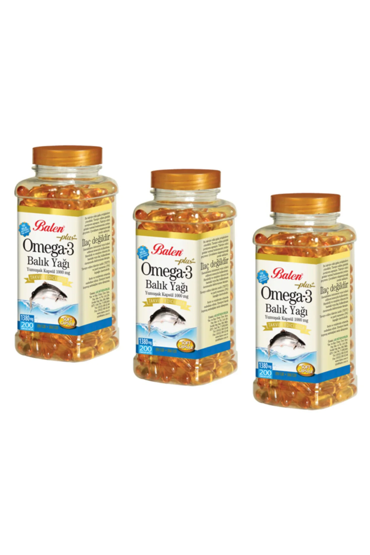 Omega 3 Balık Yağı 1380 Mg 200 Kapsül 3 Adet