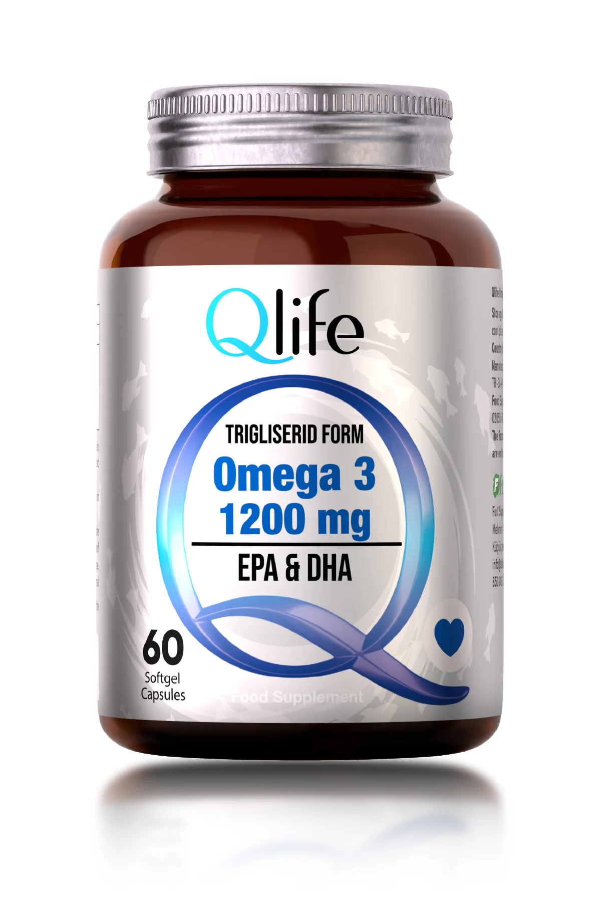 Omega 3 Balık Yağı Trigliserid Form - Yüksek EPA & DHA 1200mg 60 Softjel Kapsül