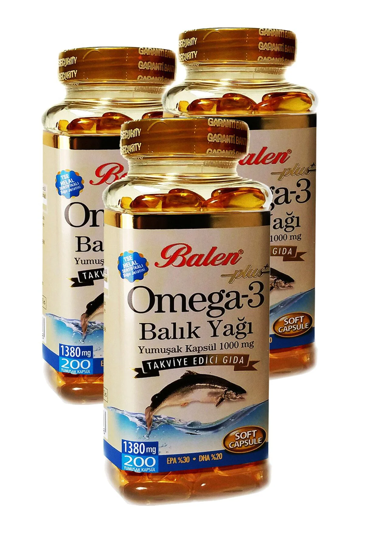 Omega 3 Balık Yağı Yumuşak Kapsül 1380mg*200kapsül 3 Adet Balık Yağı Kapsül