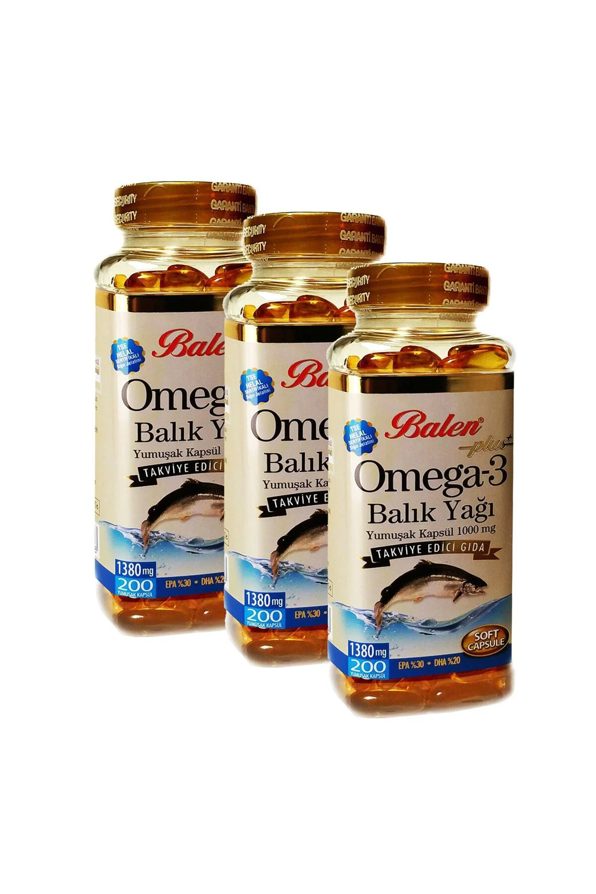 Omega 3 Balık Yağı Yumuşak Kapsül 1380mg*200kapsül 3 Adet Balık Yağı Kapsül