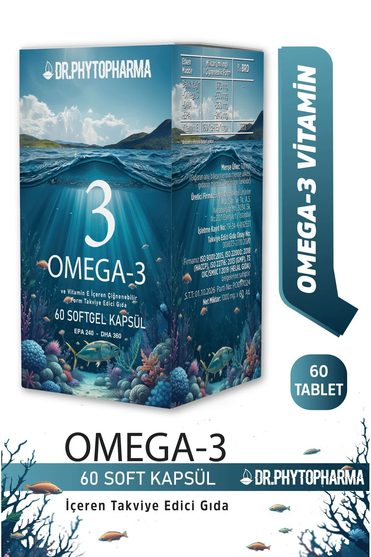 Omega-3 Epa Dha Ve Vitamin E Içeren 60 Adet Çiğnenebilir Soft Jel