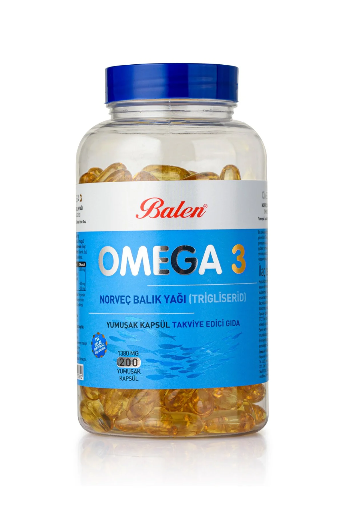 OMEGA 3 NORVEÇ BALIK YAĞI (TRİGLİSERİD) YUM.KAPSÜL 1380 MG*200