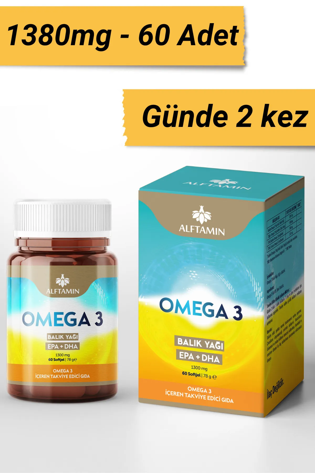 Alftamin Omega 3 Premium Kalite Balik Yaği 30 Günlük Fish Oil Epa Dha 1300