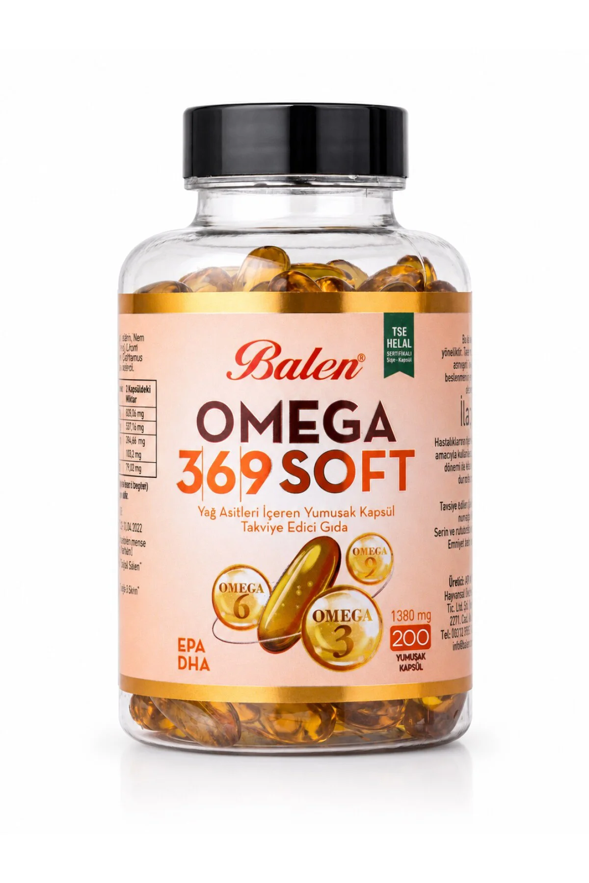 OMEGA 3,6,9 SOFT YAĞ ASİTLERİ İÇEREN YUMUŞAK KAPSÜL 1380 MG*200