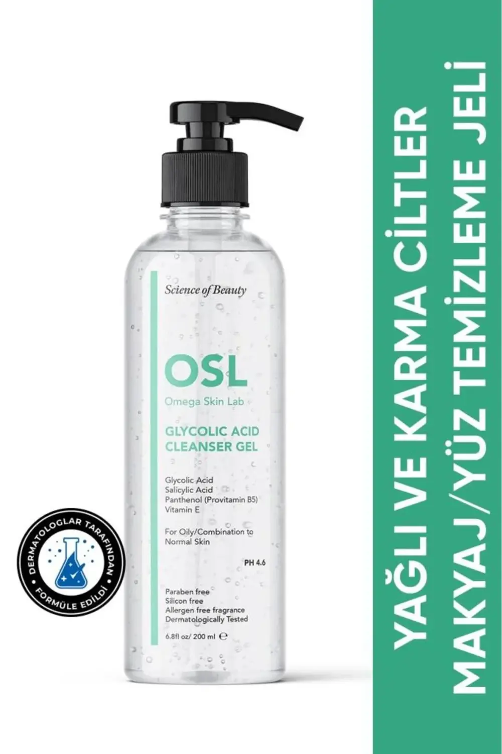 Omega Skın Lab Glycolic Acid Cleanser Gel 200 ml