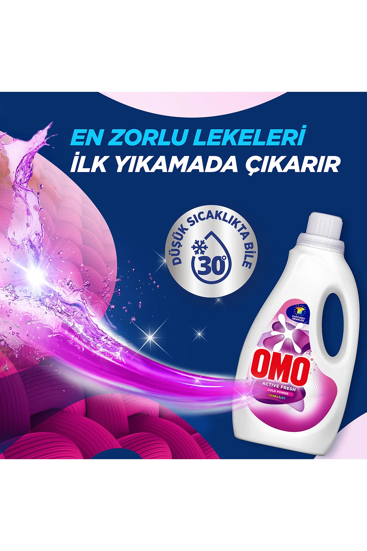 OMOActive Fresh Cold Power Renkliler için Sıvı Deterjan 1500 ml x