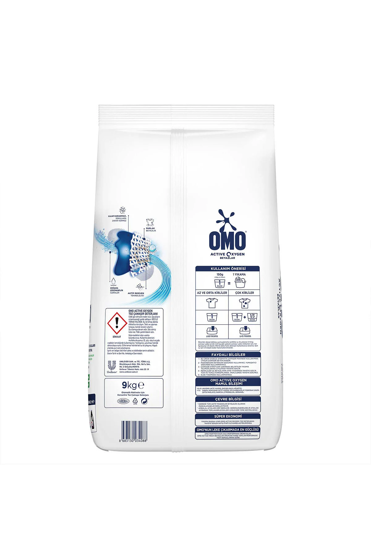 OMOActive Oxygen Toz Çamaşır Deterjanı Beyazlar Için 9 Kg