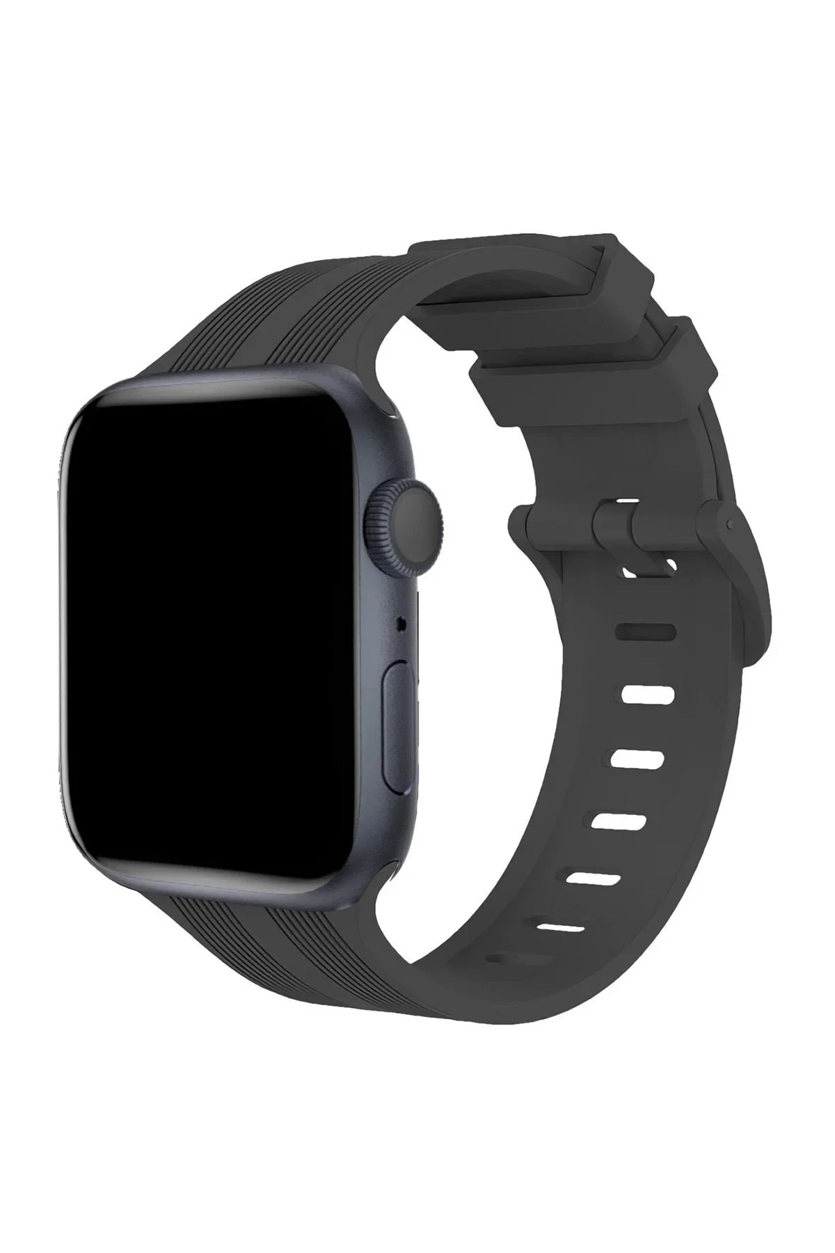 Omr Apple Watch 38Mm Kr408 Çizgili Silikon Kordon - Koyu Gri Omr Apple Watch 38Mm Kr408 Çizgili Silikon Kordon - Koyu Gri