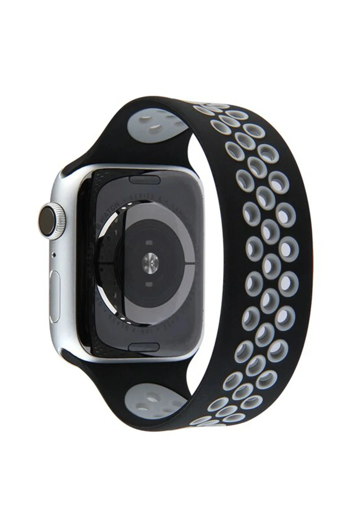 Omr Apple Watch 38Mm Ayarlı Delikli Silikon Kordon - Siyah-Gri Omr Apple Watch 38Mm Ayarlı Delikli Silikon Kordon - Siyah-Gri