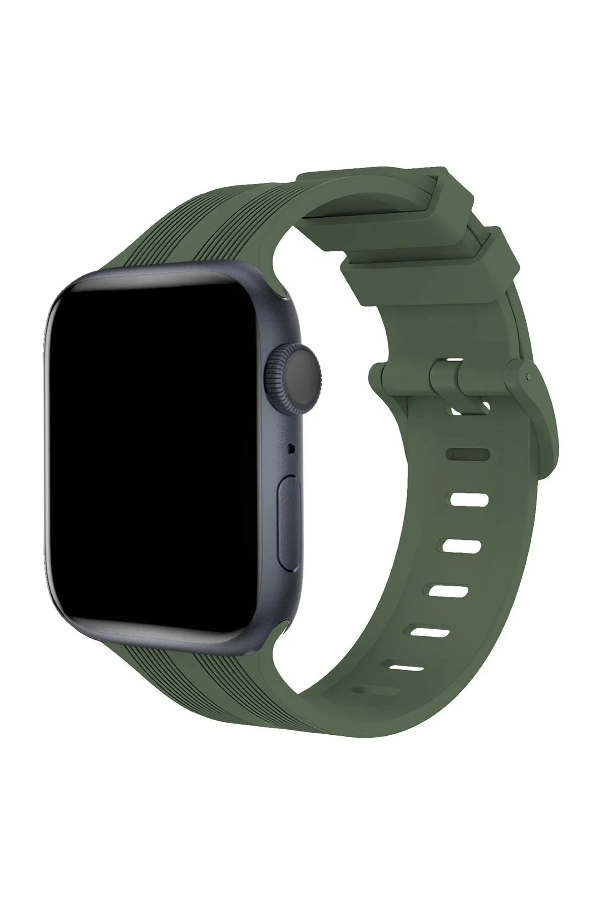 Omr Apple Watch 38Mm Kr408 Çizgili Silikon Kordon - Koyu Yeşil Omr Apple Watch 38Mm Kr408 Çizgili Silikon Kordon - Koyu Yeşil