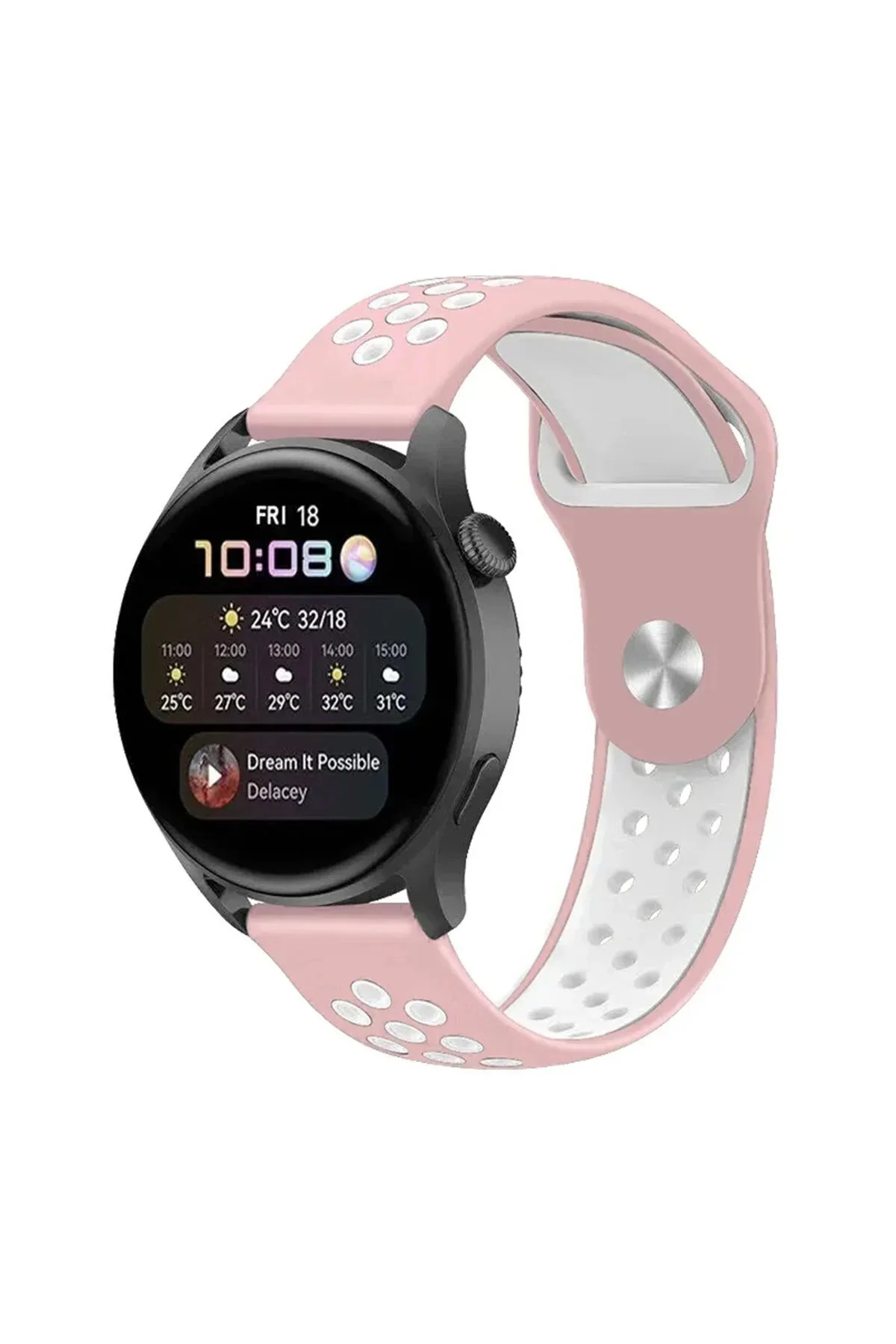 Omr Watch 22Mm Spor Delikli Kordon - Pembe-Beyaz Omr Watch 22Mm Spor Delikli Kordon - Pembe-Beyaz