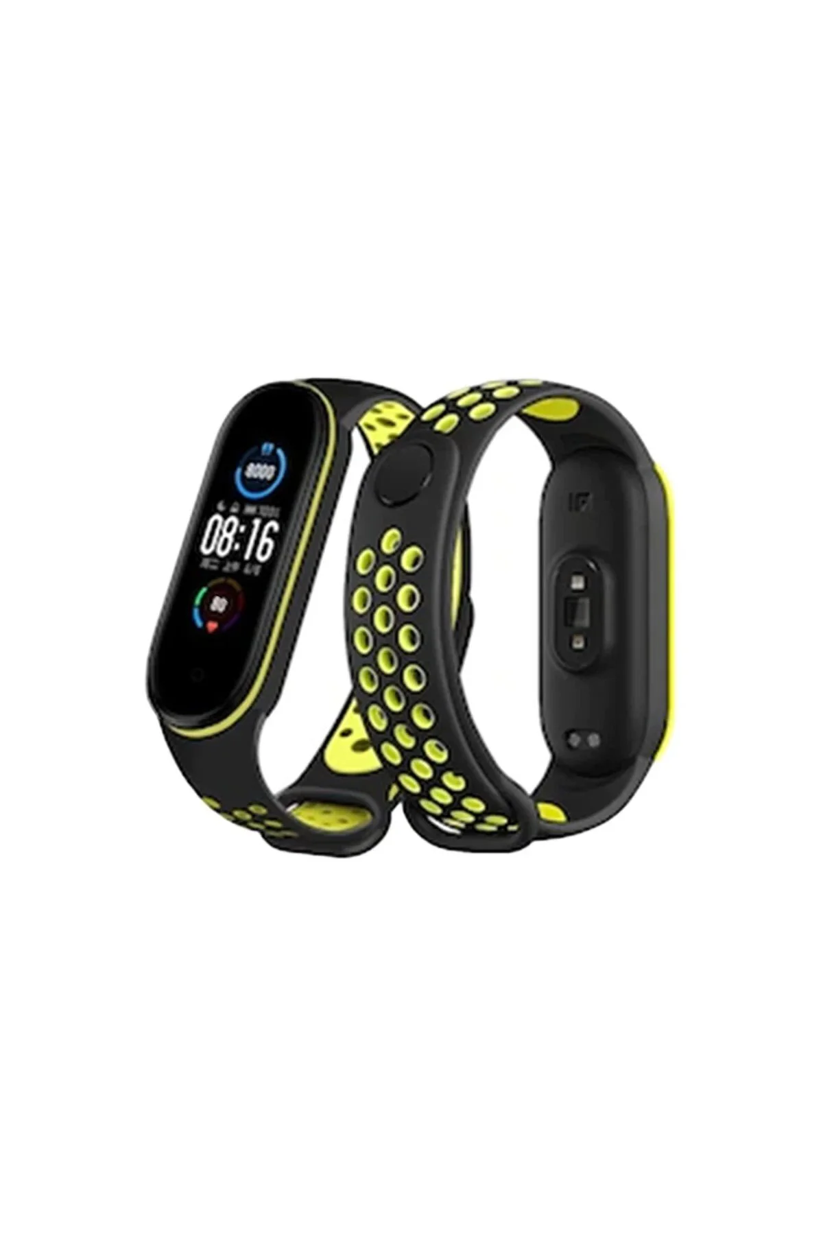 Omr Xiaomi Mi Band 4 Spor Delikli Kordon - Siyah-Yeşil Omr Xiaomi Mi Band 4 Spor Delikli Kordon - Siyah-Yeşil