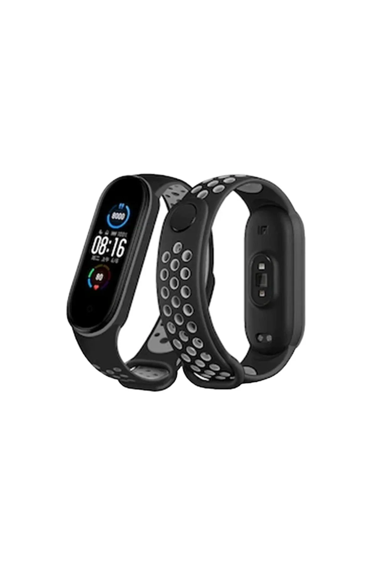 Omr Xiaomi Mi Band 6 Spor Delikli Kordon - Siyah-Gri Omr Xiaomi Mi Band 6 Spor Delikli Kordon - Siyah-Gri