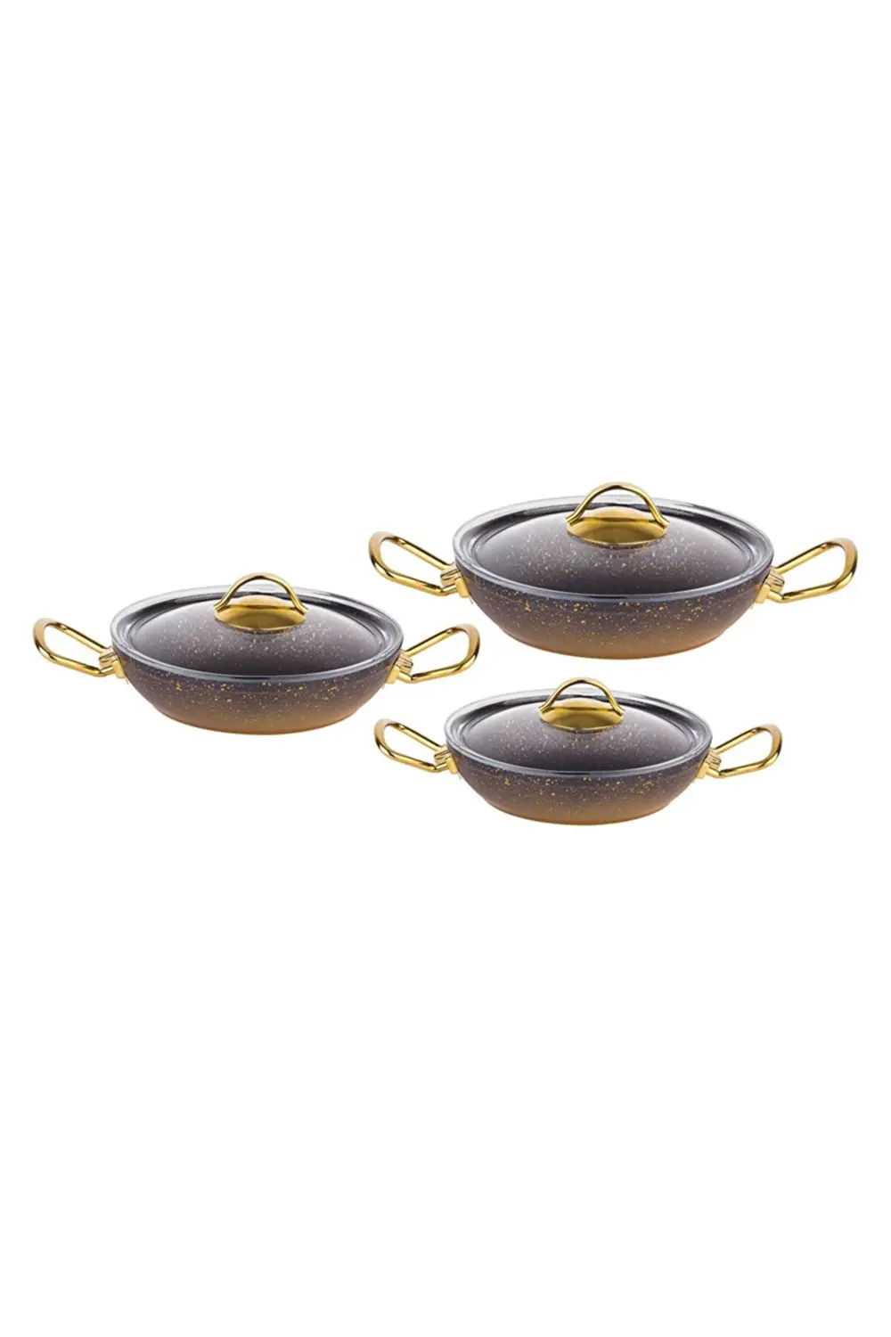 Oms 3032 Gold 6 Parça 18-20-22 cm Granit Sahan Takımı Oms 3032 Gold 6 Parça 18-20-22 cm Granit Sahan Takımı