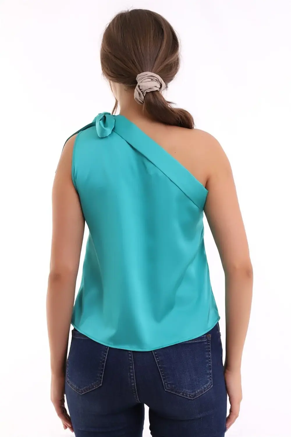 Omuzdan Kurdela Bağlamalı Tek Omuz Kolsuz Seksi Rahat Ve Şık Sate