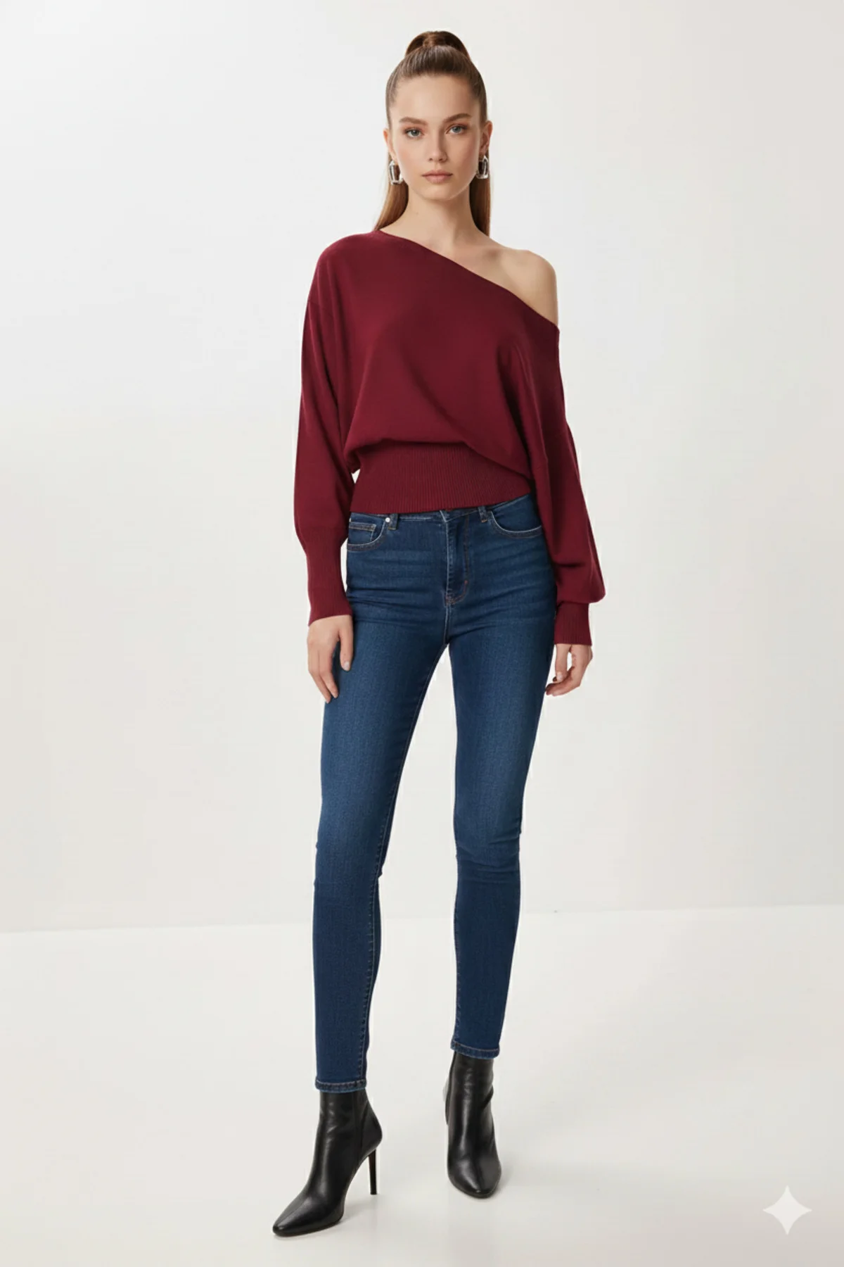Omuzu Açık Off Shoulder Triko Kazak