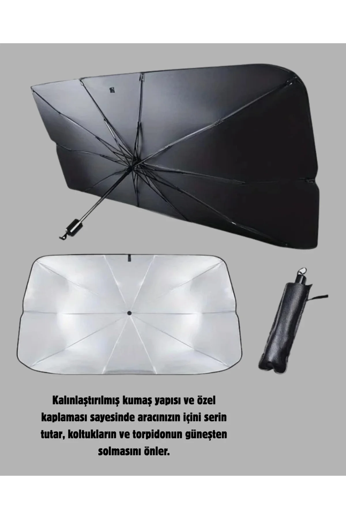 Ön Cam Güneşliği – Kalın Kumaş ve Cam Elyaf İskelet ile Maksimum 