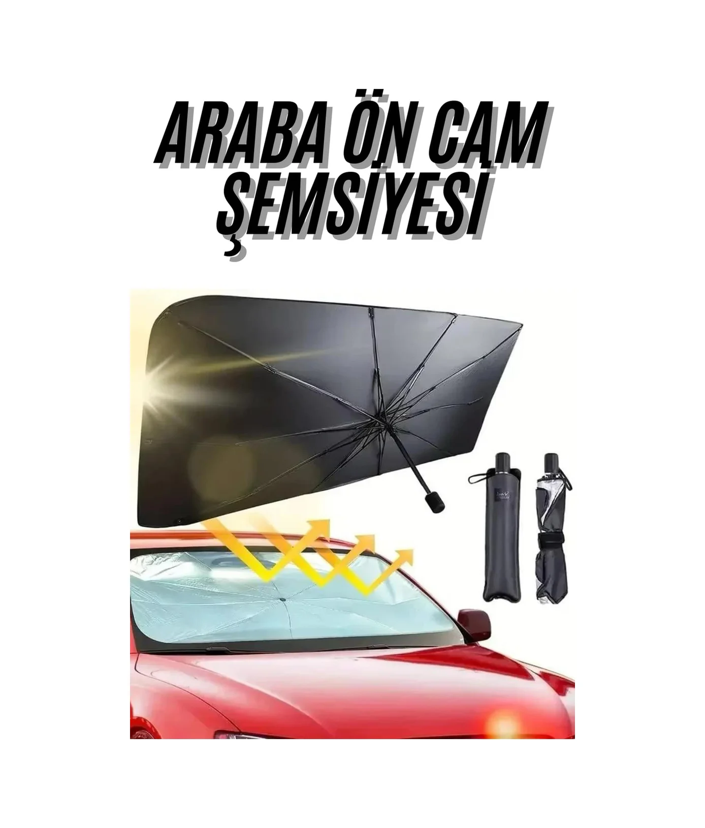 Ön Cam Güneşlik Şemsiye Tüm Araçlar İçin Araba Katlanabilir Güneşlik - Lisinya