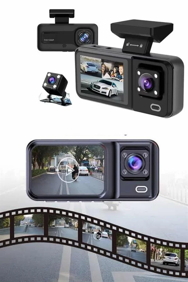 Ön ve Arka Kameralı 1080P DVR Araç İçi Ekran - 2 Inç IPS Ekranlı 3 Kamera Sistemi