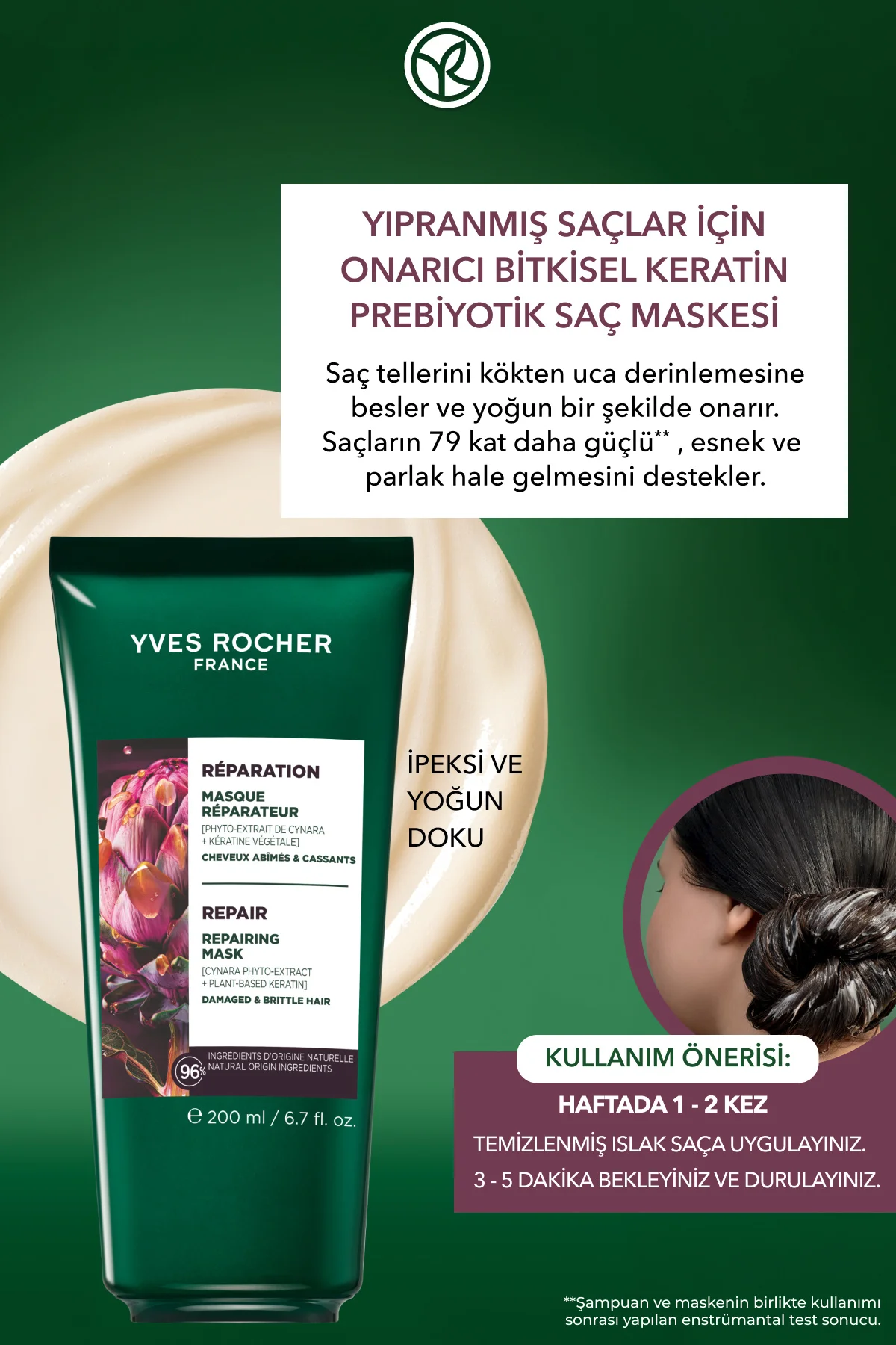 Onarıcı Bitkisel Keratin Prebiyotik Saç Maskesi - Yıpranmış Saçla