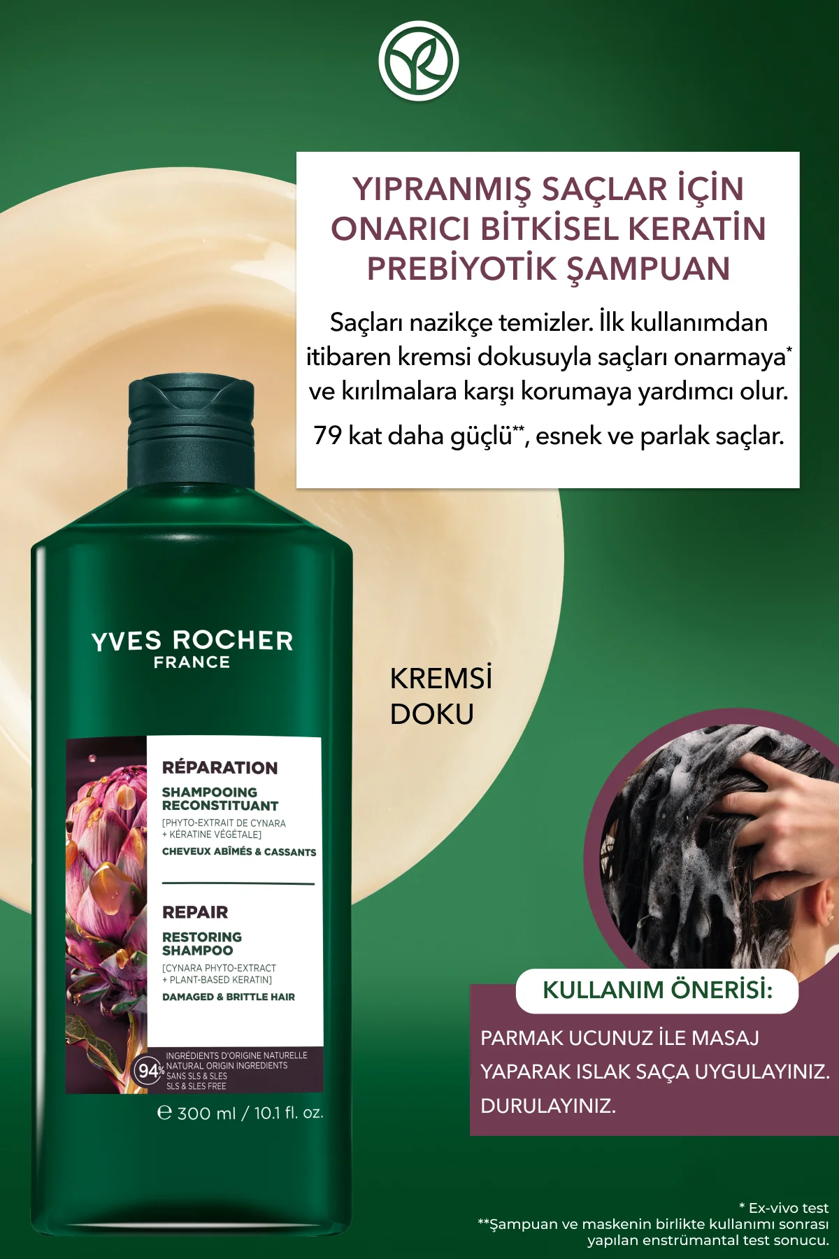 Onarıcı Keratin Prebiyotik Şampuan - Yıpranmış Saçlar - SLS,SLES 