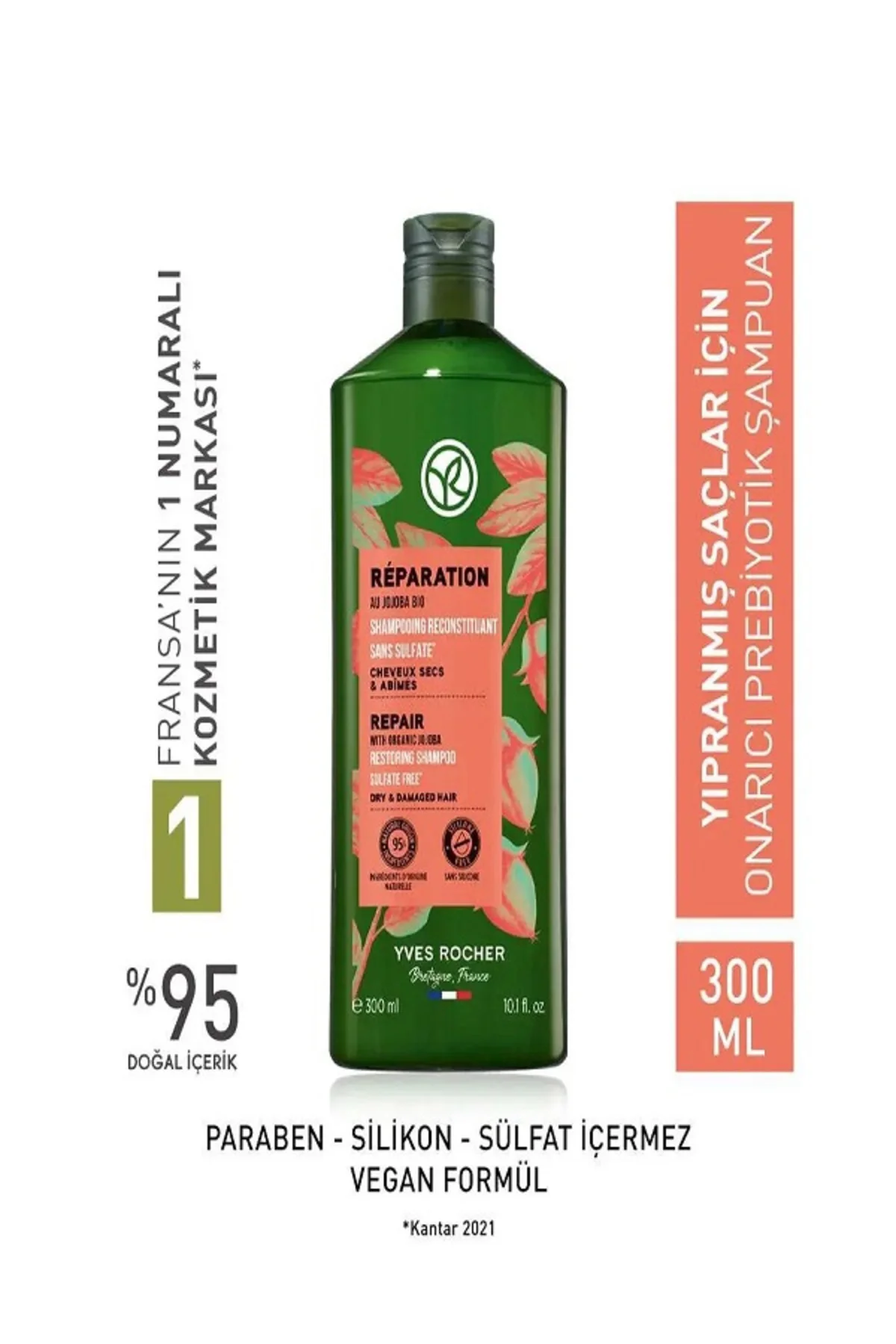 Onarıcı Prebiyotik Şampuan - Yıpranmış Saçlar / Organik Jojoba Ya