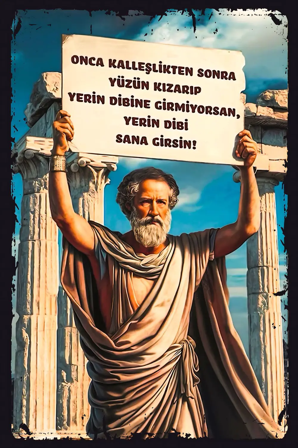 Onca K*lleşlikten Sonra Yerin Dibine Girmiyorsan Retro Ahşap Post