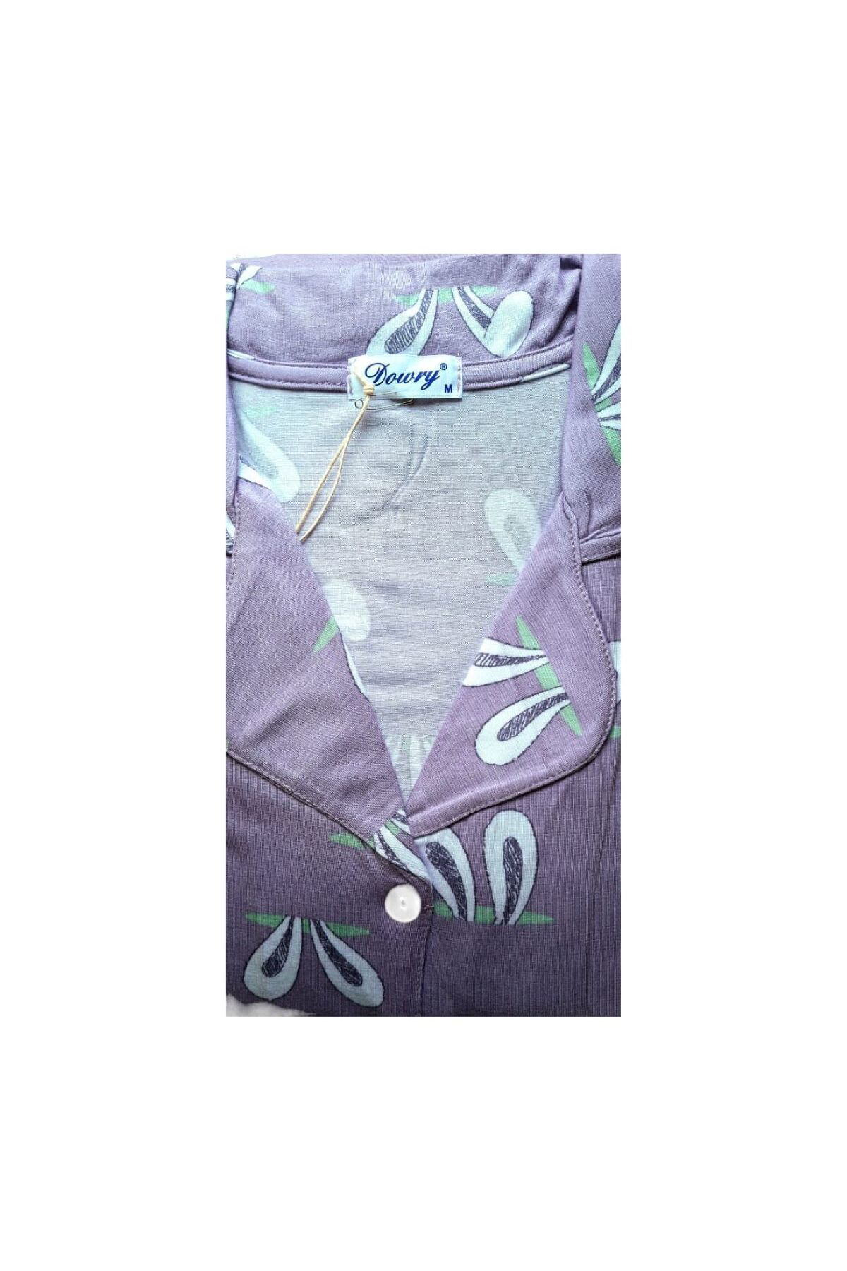 Önden Düğmeli Kısa Kol Yazlık Kadın Pijama Takımı Yeni Sezon