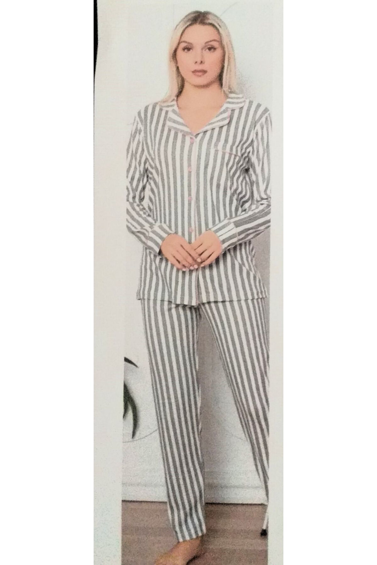 Miss Melina Önden Düğmeli Uzun Kol Kadın Pijama Takımı