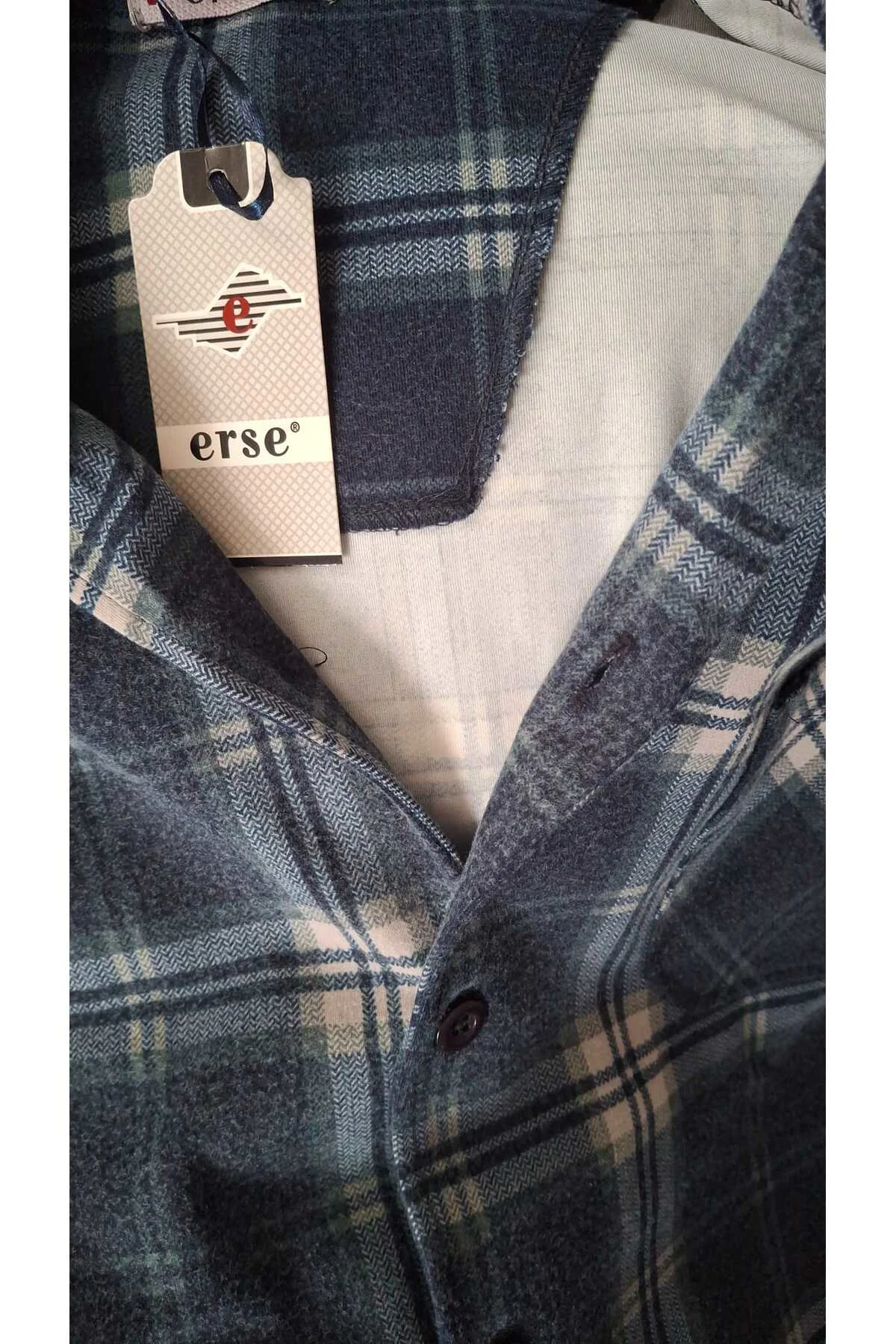 Önden Düğmeli Uzun Kol TERMAL Pijama Takımı Kareli