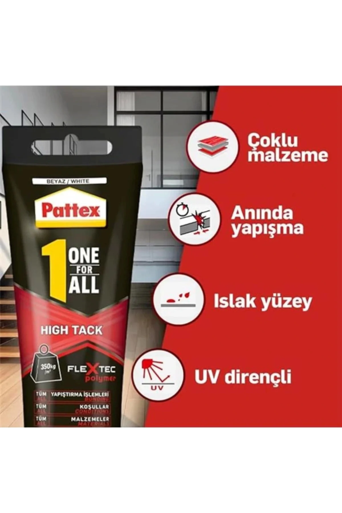 One for All High Tack, Yüksek Kaliteli Montaj Yapıştırıcısı, Tüm Yüzeyler için Güçlü