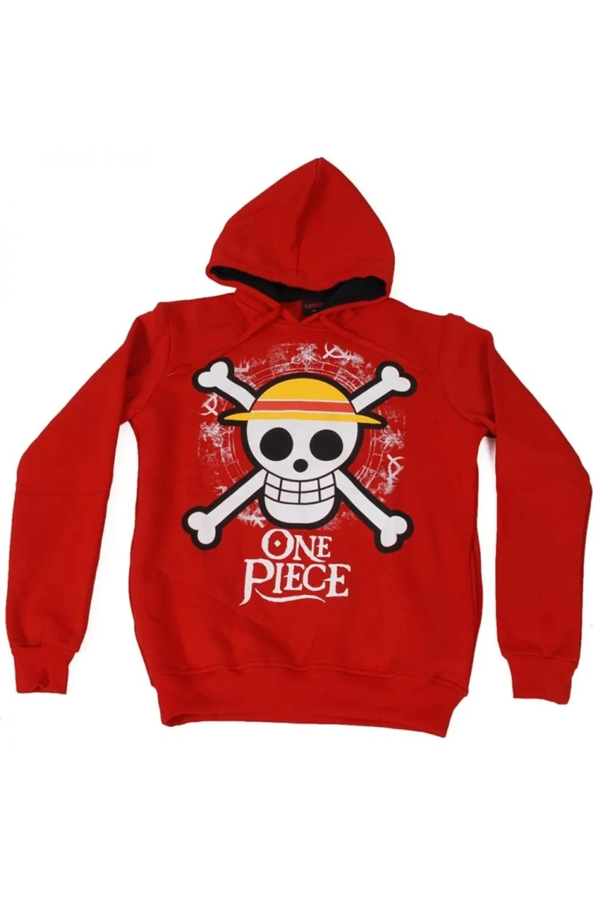 One Piece Flag Icon Hoodie Kapüşonlu Sweatshirt Kırmızı